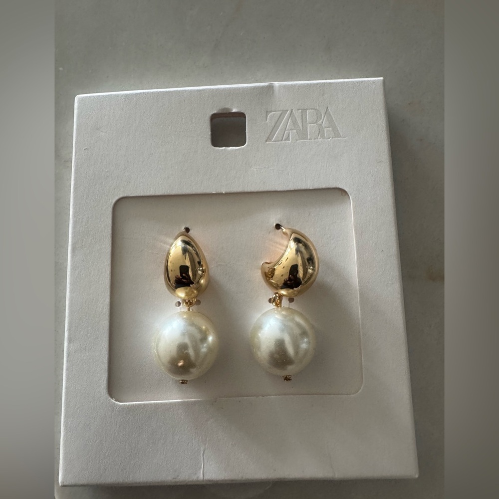 ZARA PEARL BEAD HOOP EARRINGS - Picture 5 of 6